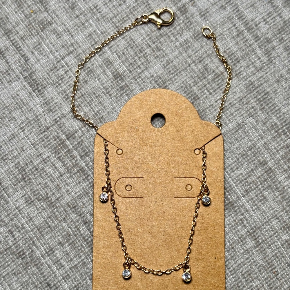 Gold Tone Teardrop Dangle Anklet 9.5 Inches